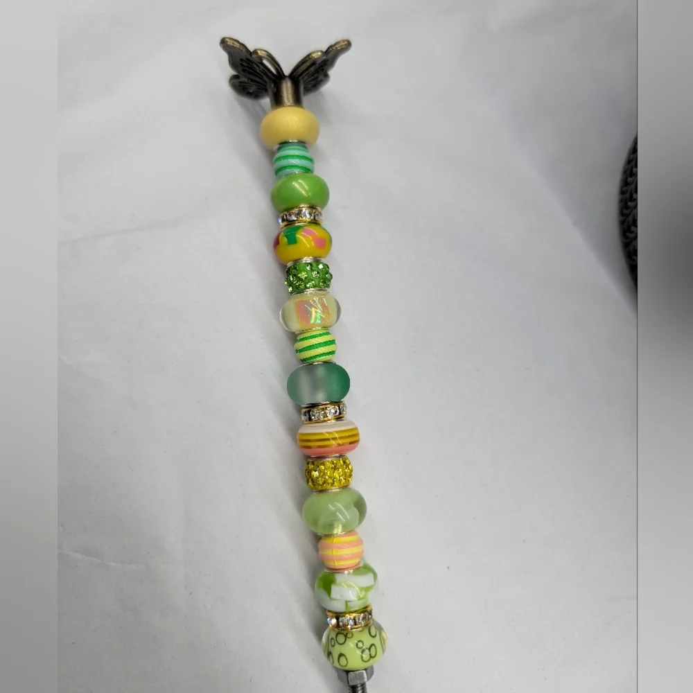 Beaded Fairy Wand/Plant/Garden Stake W/Metal Butterfly Topper 🦋